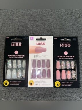 KISS Press-On Nail Trio Pack - Pink, White, Purple